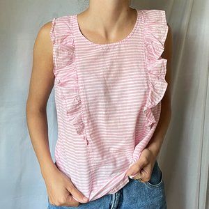 J Crew sleeveless blouse w/ ruffles, size 2